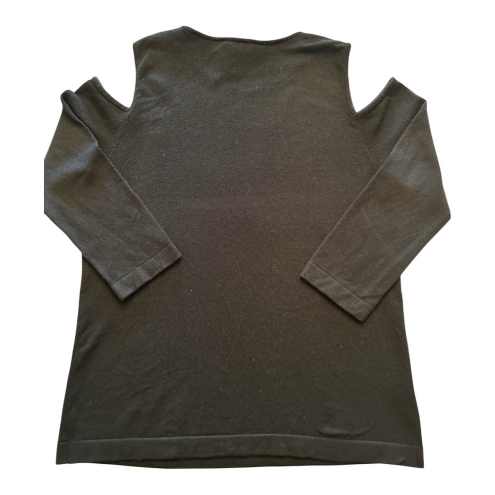 Ann Taylor XL Sweater with Cutout Shoulder 3/4 Sleeves Black Classic Staple - Picture 3 of 3